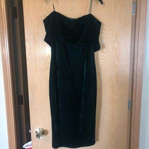 Giana Bini Green velvet off the shoulder dress